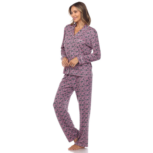 Long Sleeve Heart Print Pajama Set - Picture 3 of 4
